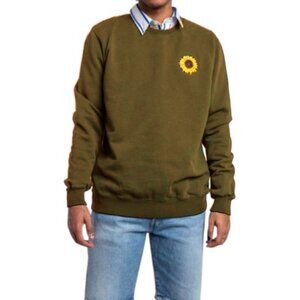 Foret brown sunflower design long sleeve crew neck sweatshirt size L